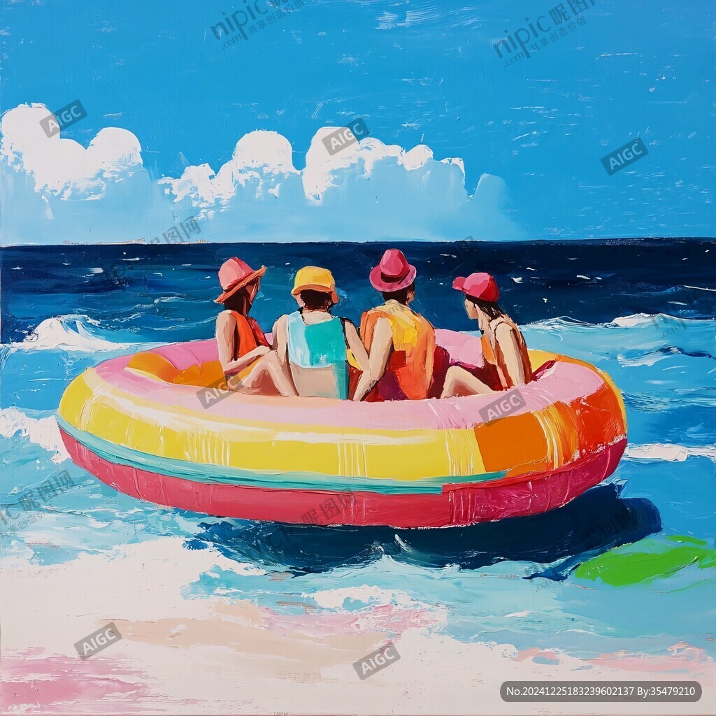 海边少女插画