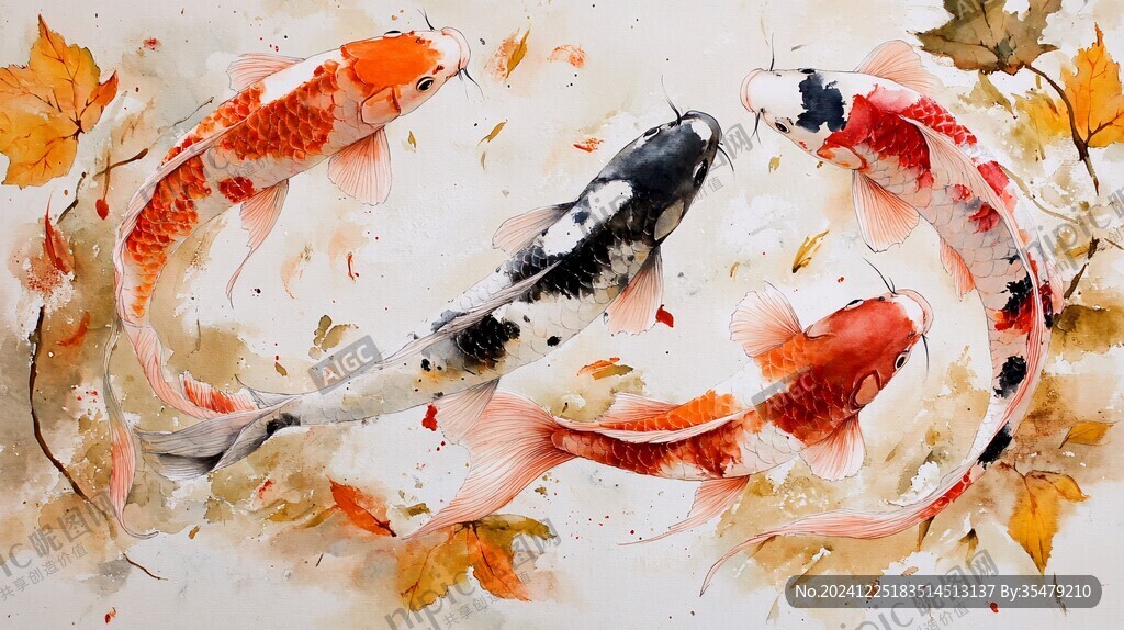 水彩锦鲤