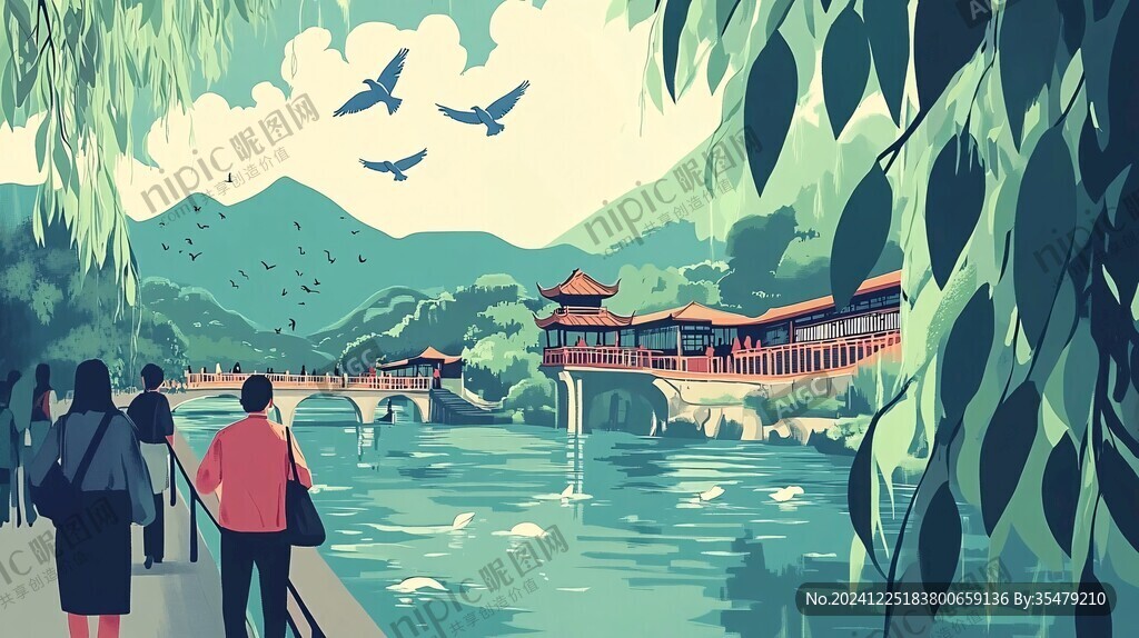 鼋头渚插画