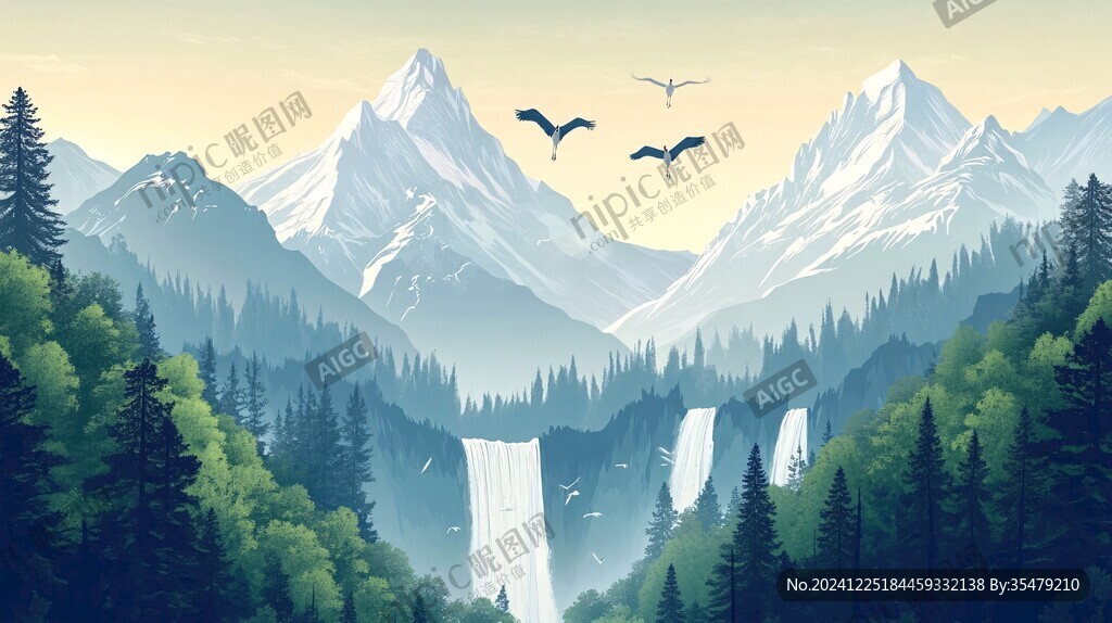山风景插画包装