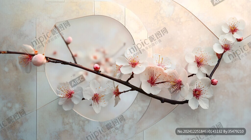 梅花大型高清壁画