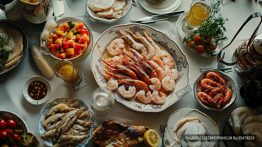 一桌海鲜美食