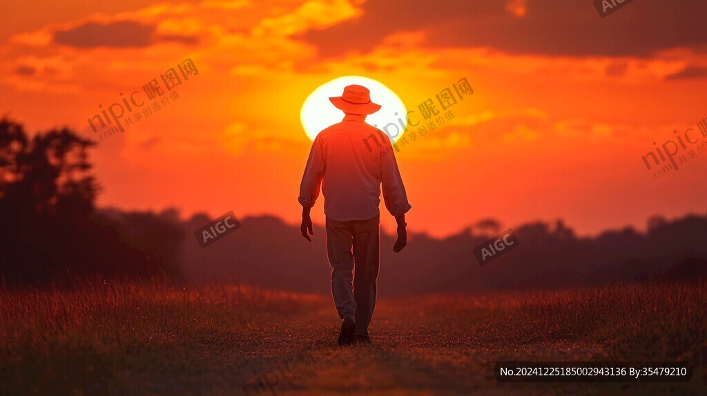 夕阳下的农民