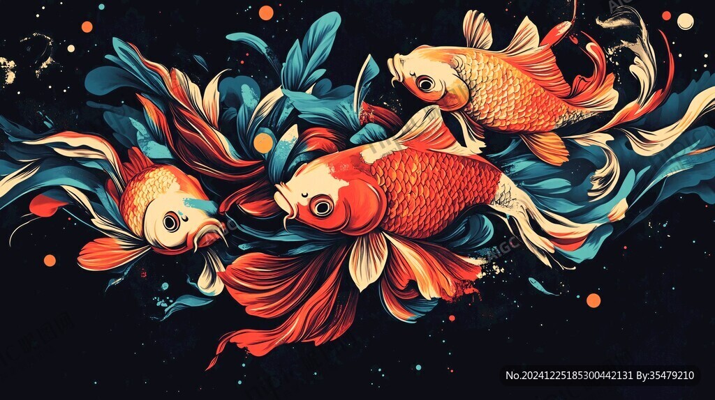 创意金鱼潮流插画