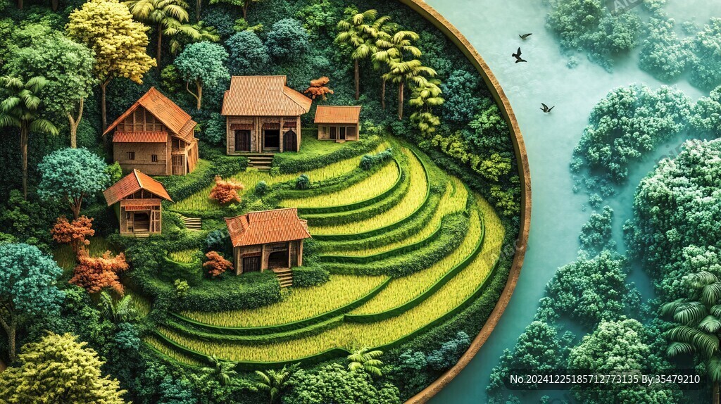 创意绿色微缩场景