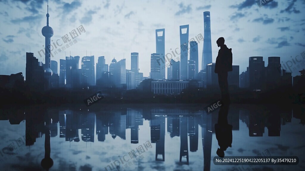 外滩剪影全景