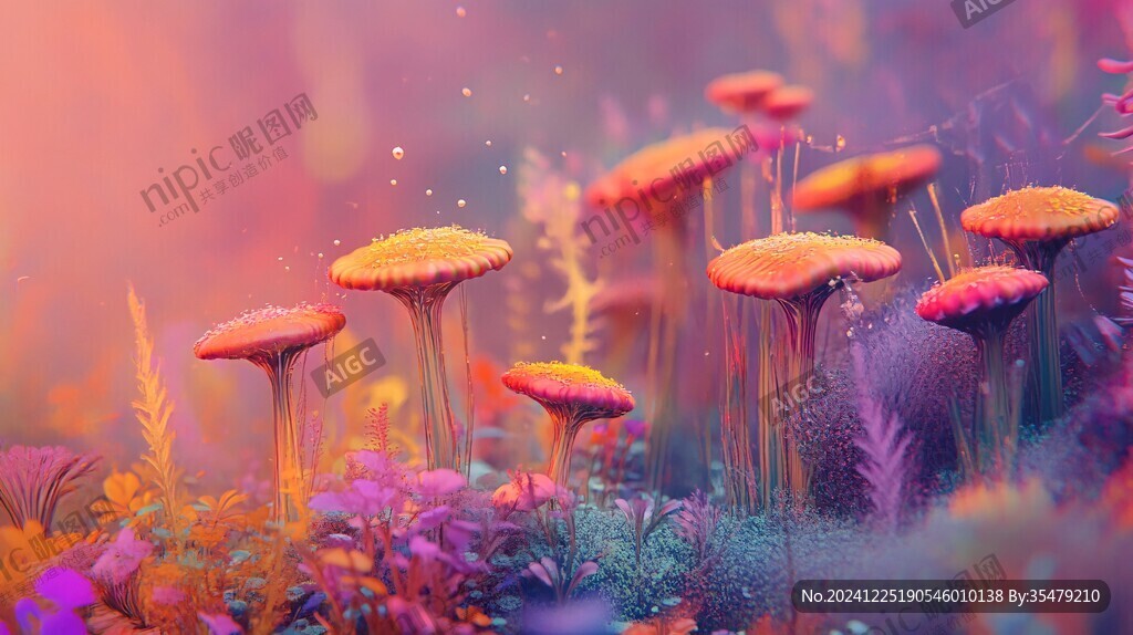 梦幻蘑菇背景