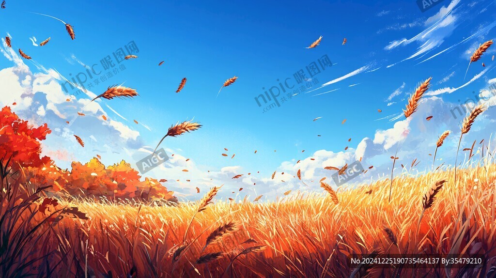 小麦田插画