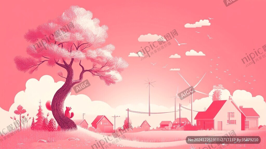 粉色的奇幻风景