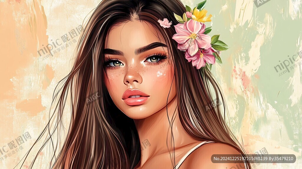 美女潮流插画