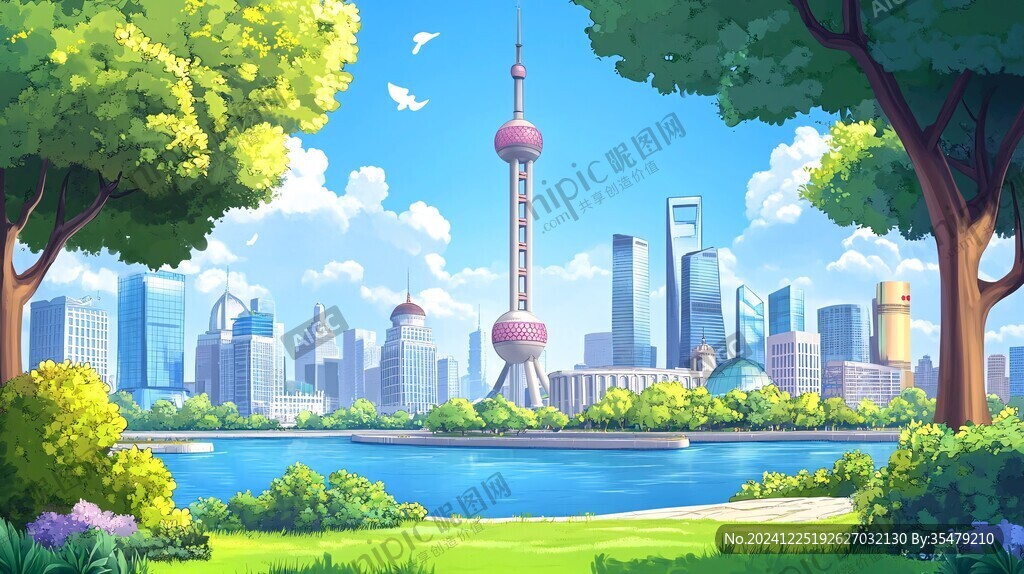 华东地区城市建筑插画