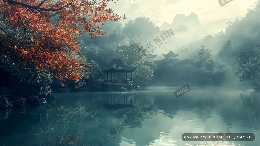 山水楼阁雅致意境风