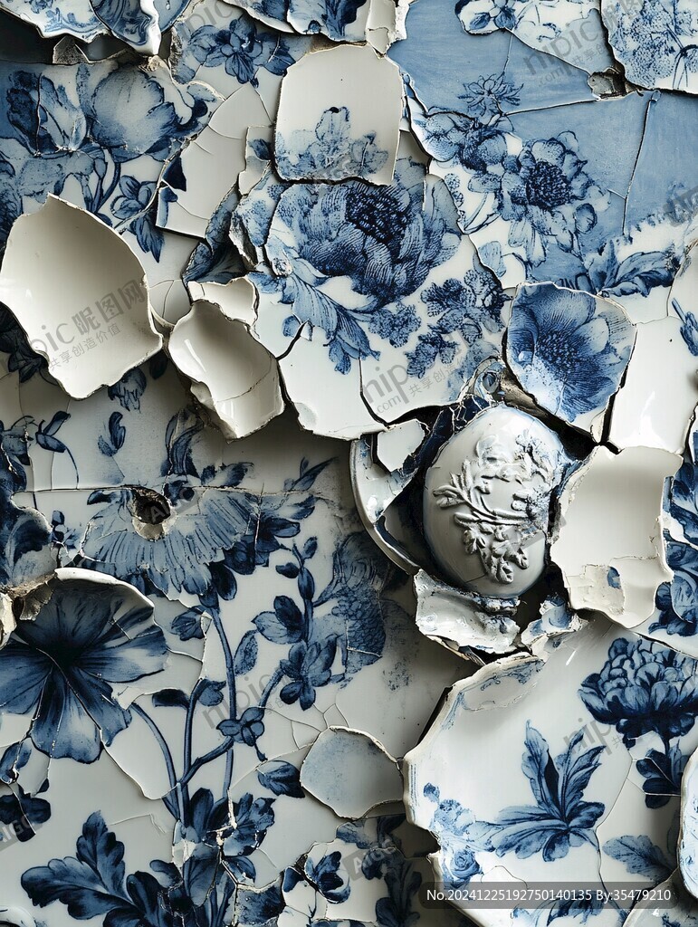 破碎青花瓷