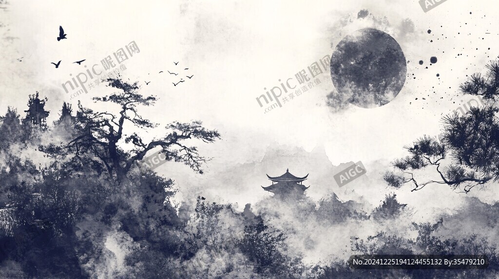 意境古风山水插画