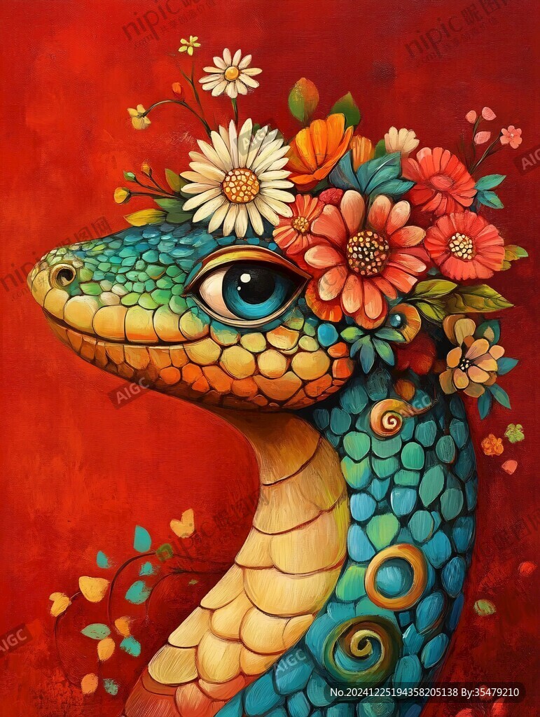 蛇年月份系列插画
