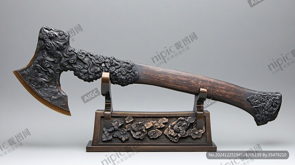 宋嘉祐睚眦纹鎏银铁斧