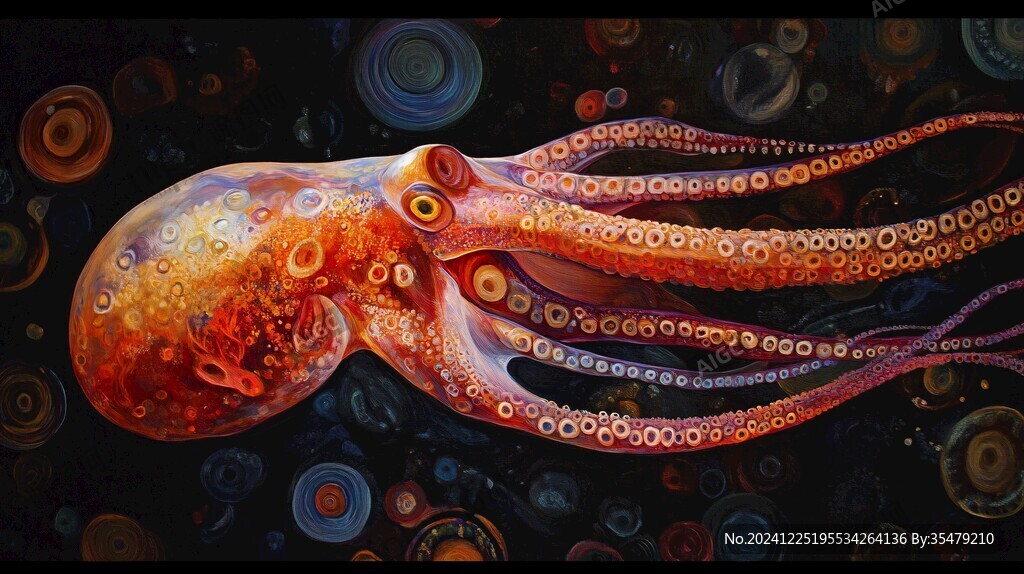 章鱼手绘插画
