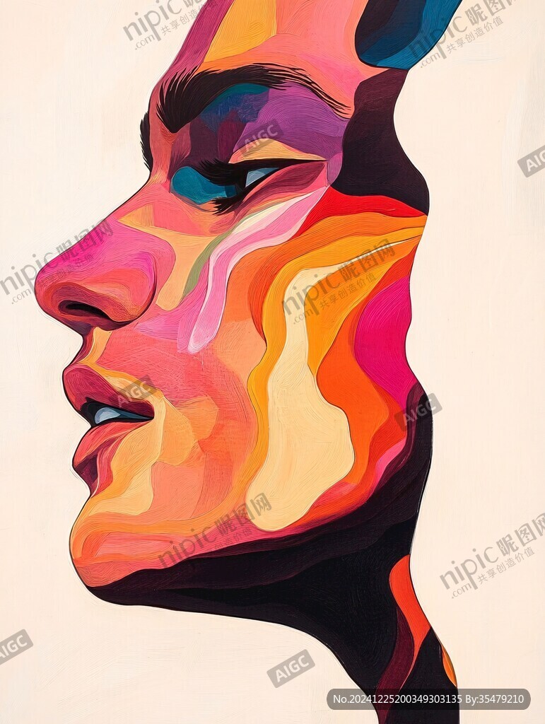 人脸色块拼接装饰画