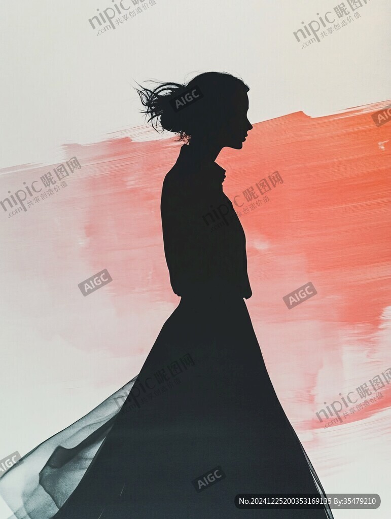 女人剪影红衣服女人