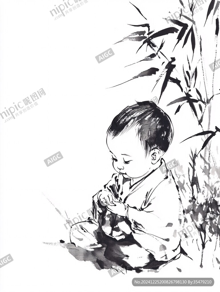水墨小孩