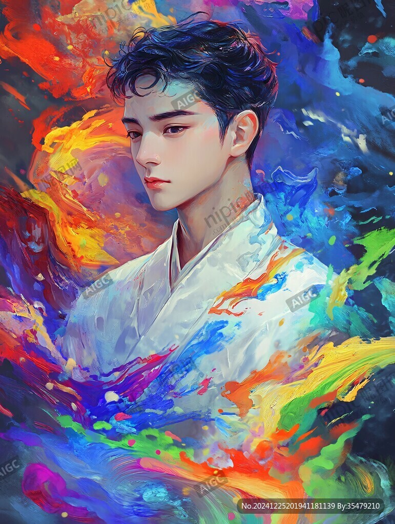 唯美男生插画
