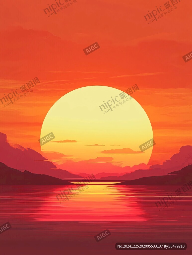 插画红日