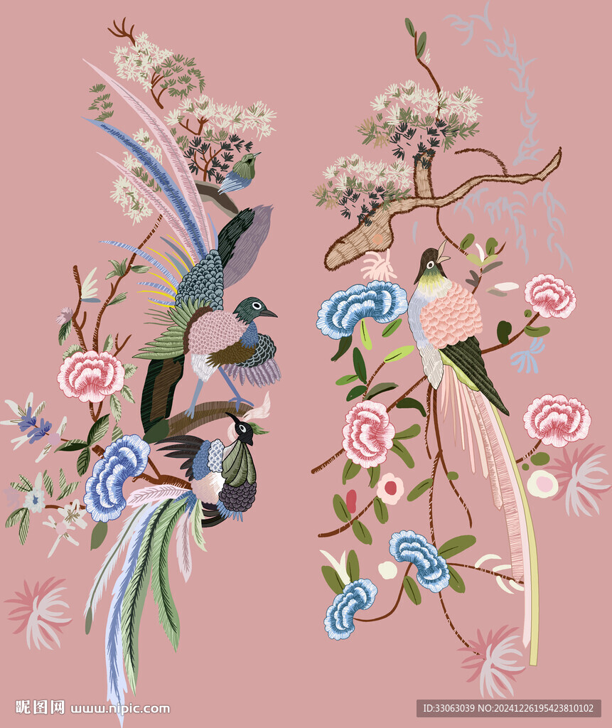 刺绣花鸟
