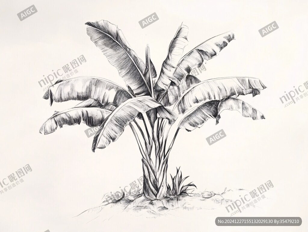 手绘芭蕉树
