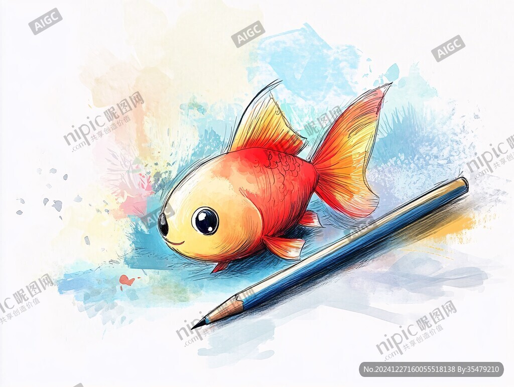 锦鲤文具插画