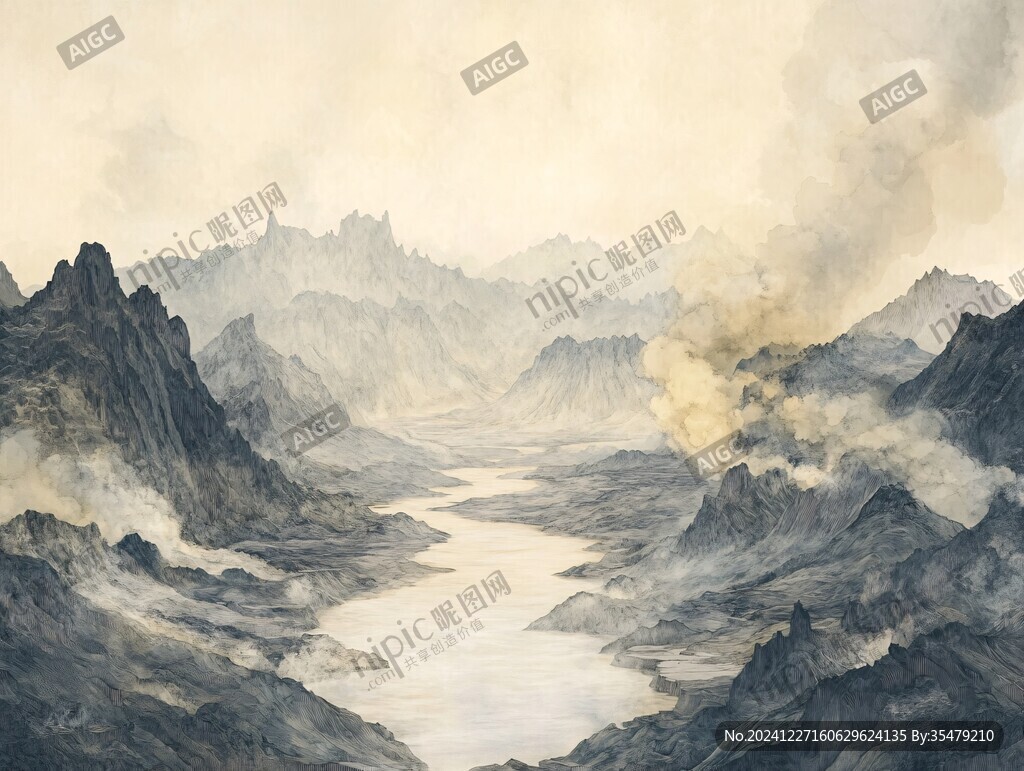 金光万丈水彩画