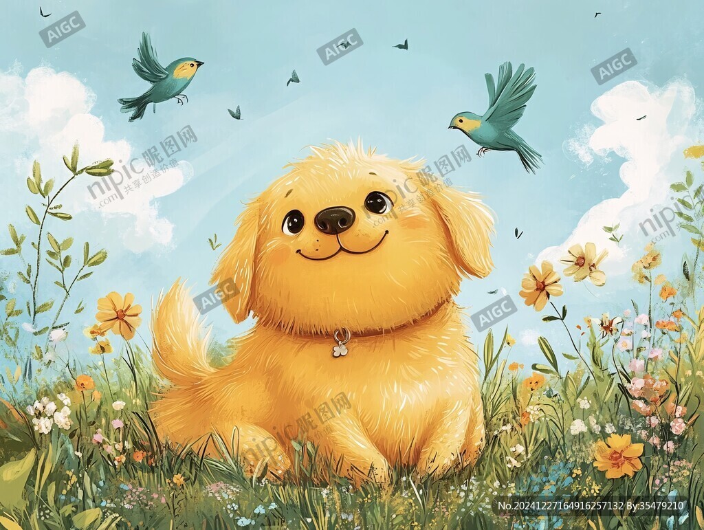 金毛犬插画