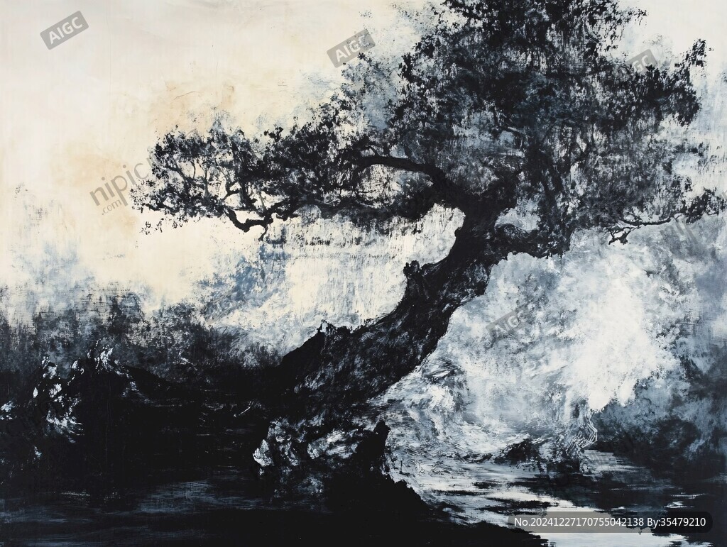 油画松树