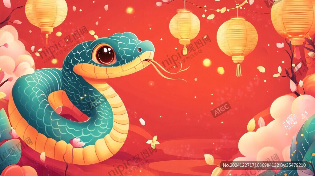 插画蛇年