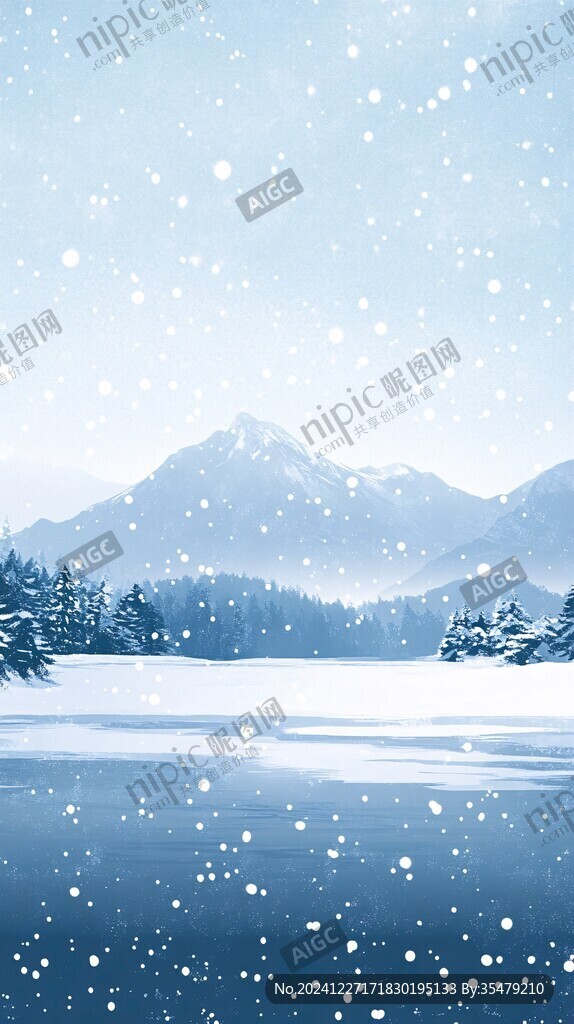 雪地雪花冬季雪景