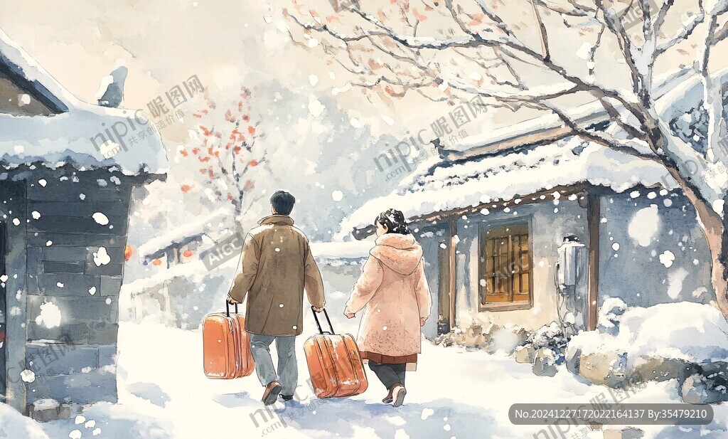回家过年插画