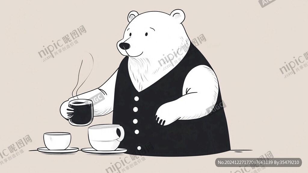 手绘熊ip插画