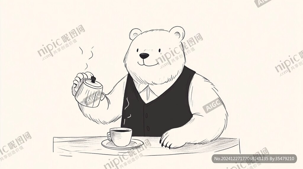 手绘熊ip插画