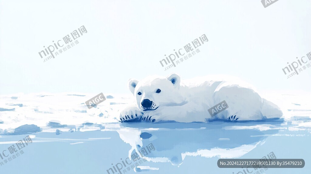 北极熊浮冰卡通素材