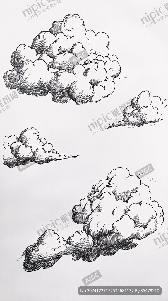 手绘云插画