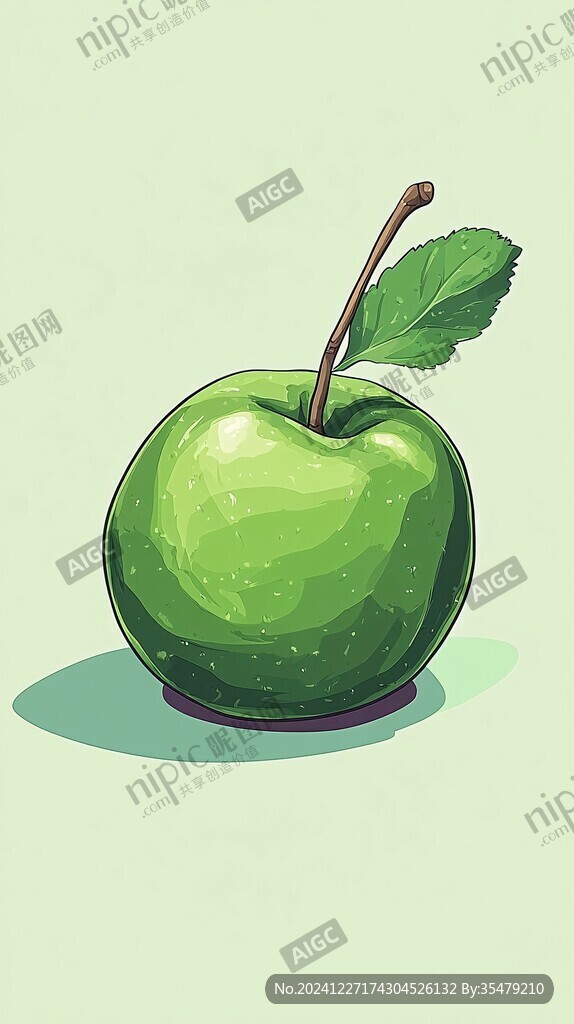 绿色苹果插画