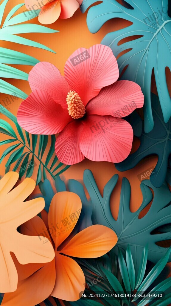 3d浮雕缤纷花卉