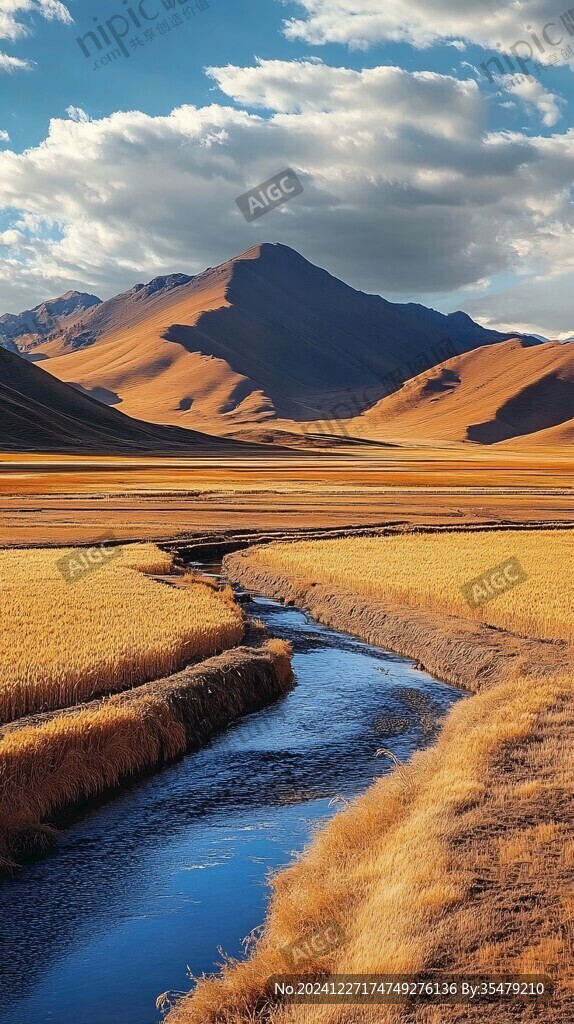金色山水风景