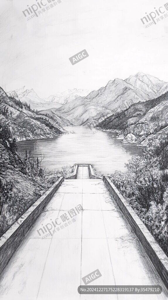 素描湖面