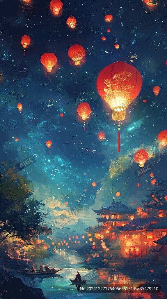 文艺古风灯笼群