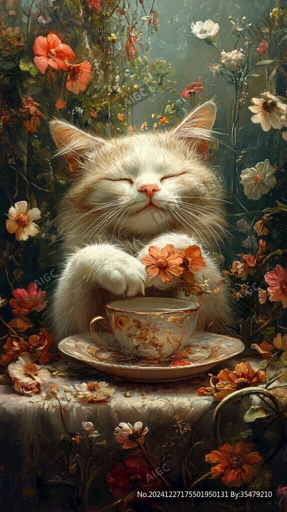 油画大花猫