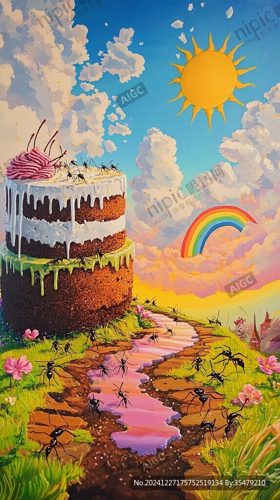 梦幻蛋糕插画