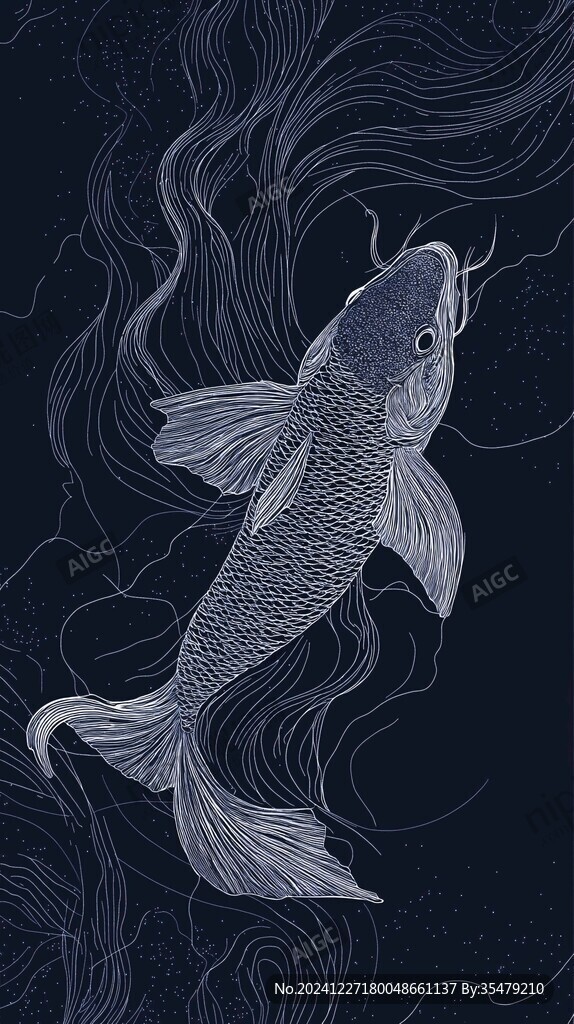 白描锦鲤