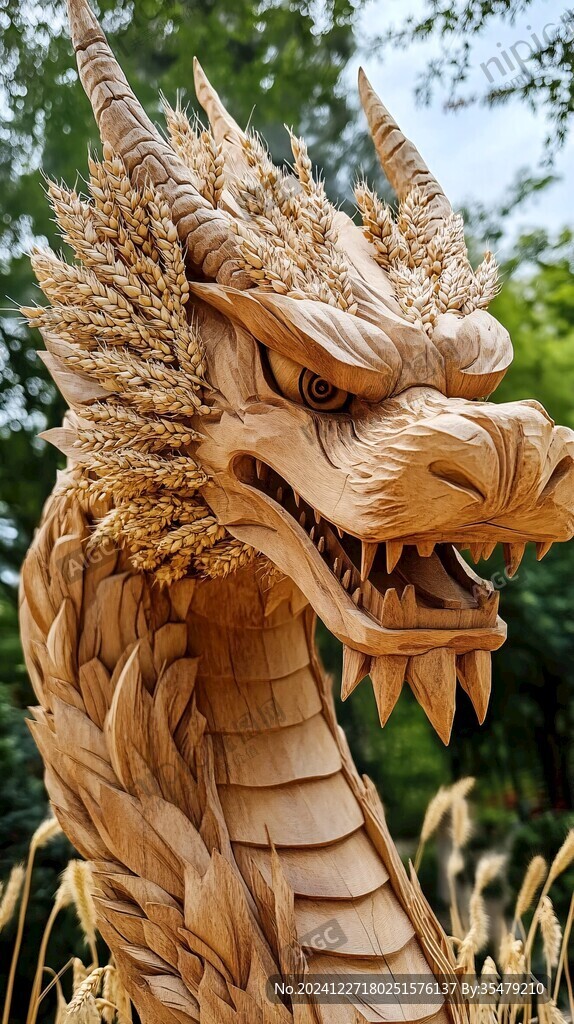 龙舟草雕