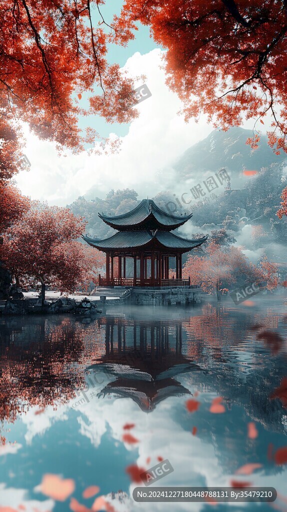 山水楼阁雅致意境风