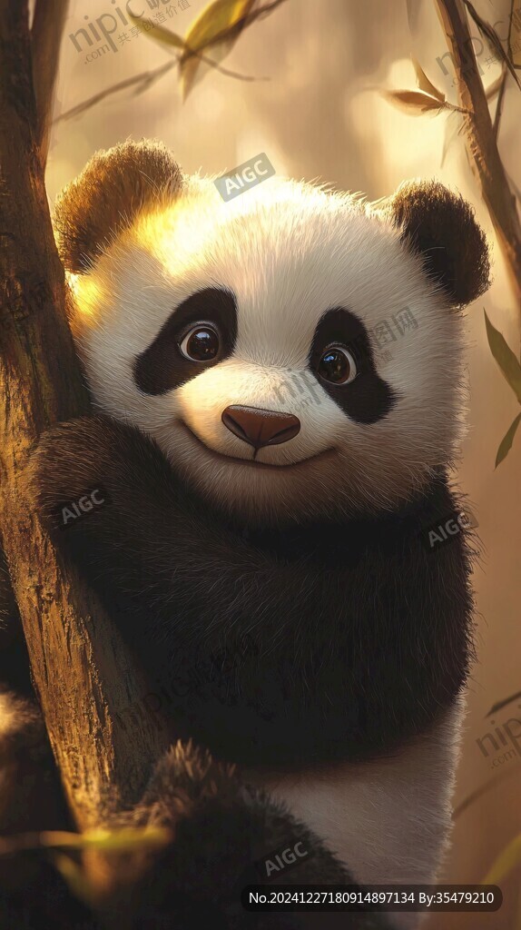 写实熊猫插画